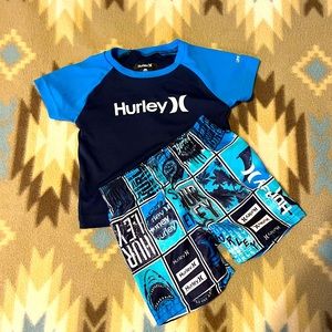 Hurley 12 months boys swim trunks with rashguard shirt
